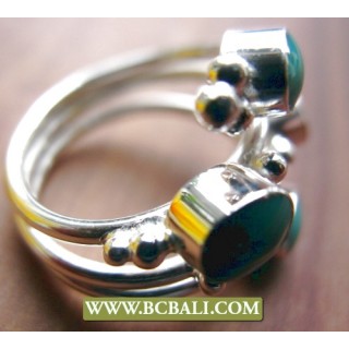 Finger Rings Turquoise Alpaca Silver Bali